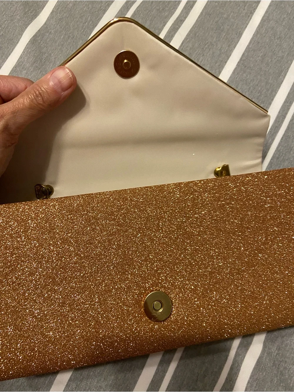 Source Unknown Bronze Glitter Envelope Clutch